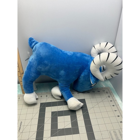 Blue Ram‎ Plush Stuffed Animal Toy Horns Eyes Teeth Cartoon Character - Picture 3 of 7